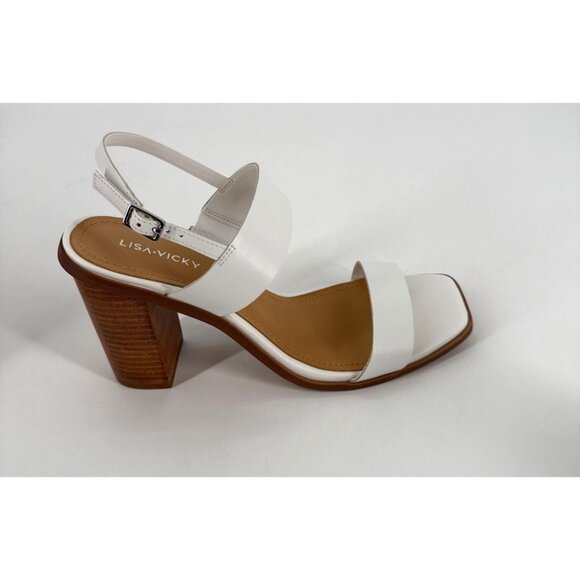 Lisa Vicky Womens Slingback Sandals White Heeled Square Toe Size 9 Oasis - Picture 6 of 11